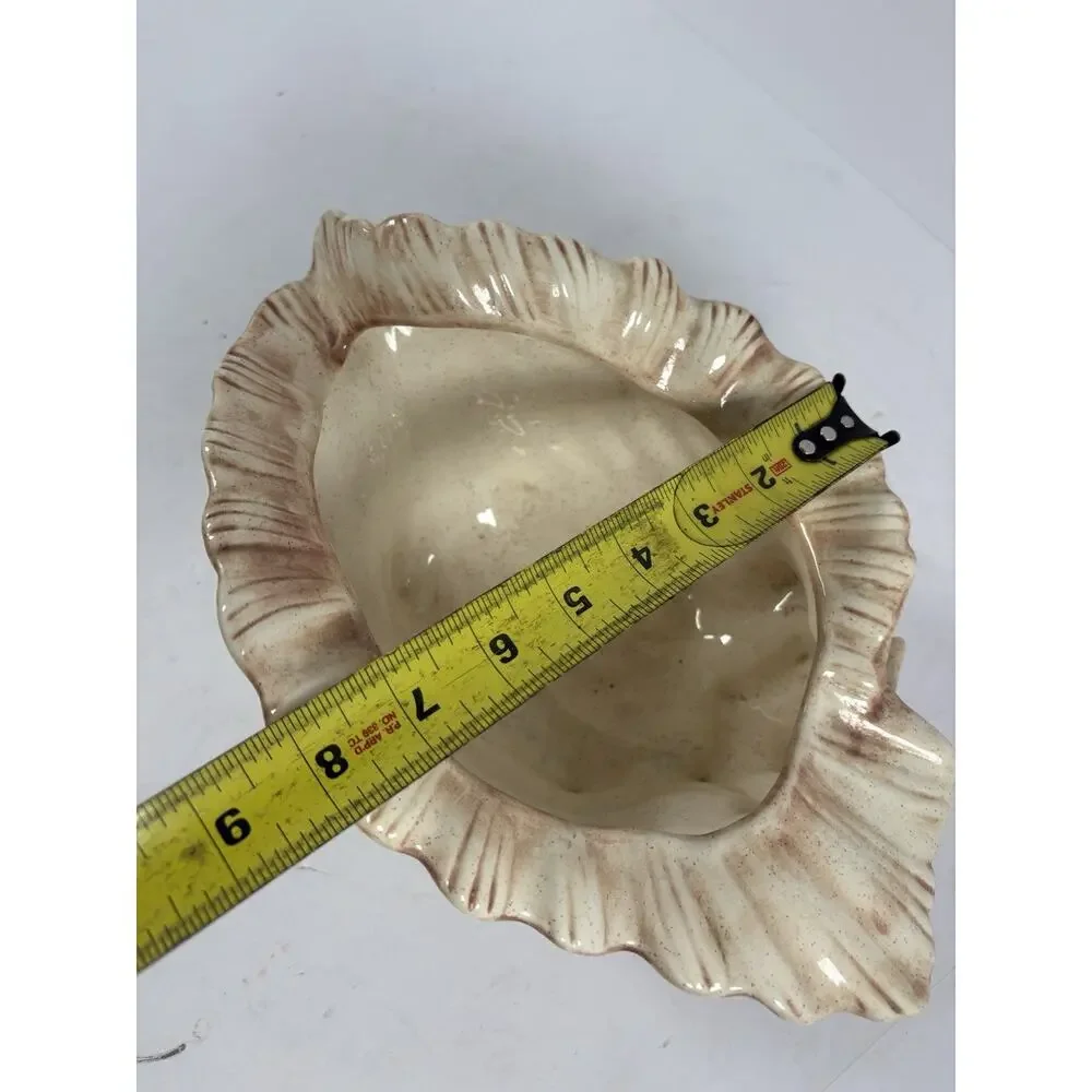 Vintage Atlantic Mold Ceramic Seashell Planter Shell Bowl Coastal Decor 12”